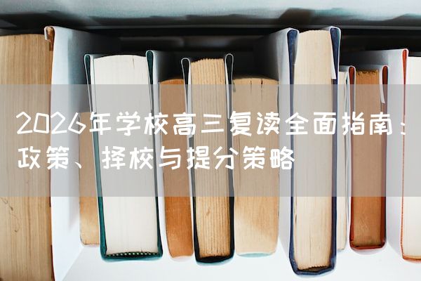 2026年学校高三复读全面指南：政策、择校与提分策略